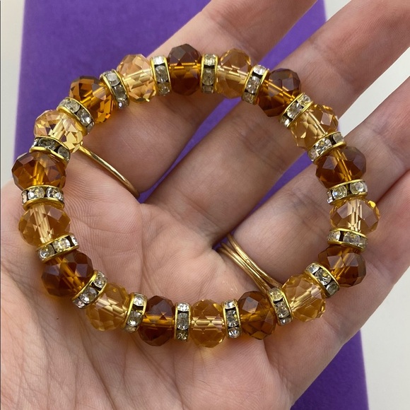 💛 Elegant Citrine Crystal Stretch Bracelet - Picture 1 of 5